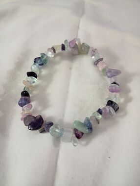 Multi-Color Natural Stone Chip Stretch Bracelet